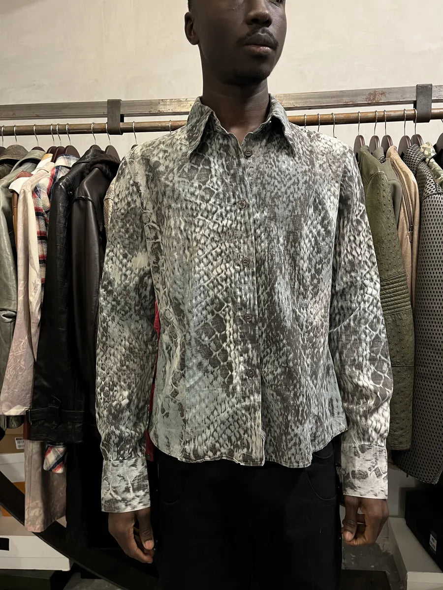 2000s Cavalli Python Snake Blue Shirt zHGcqaA 2