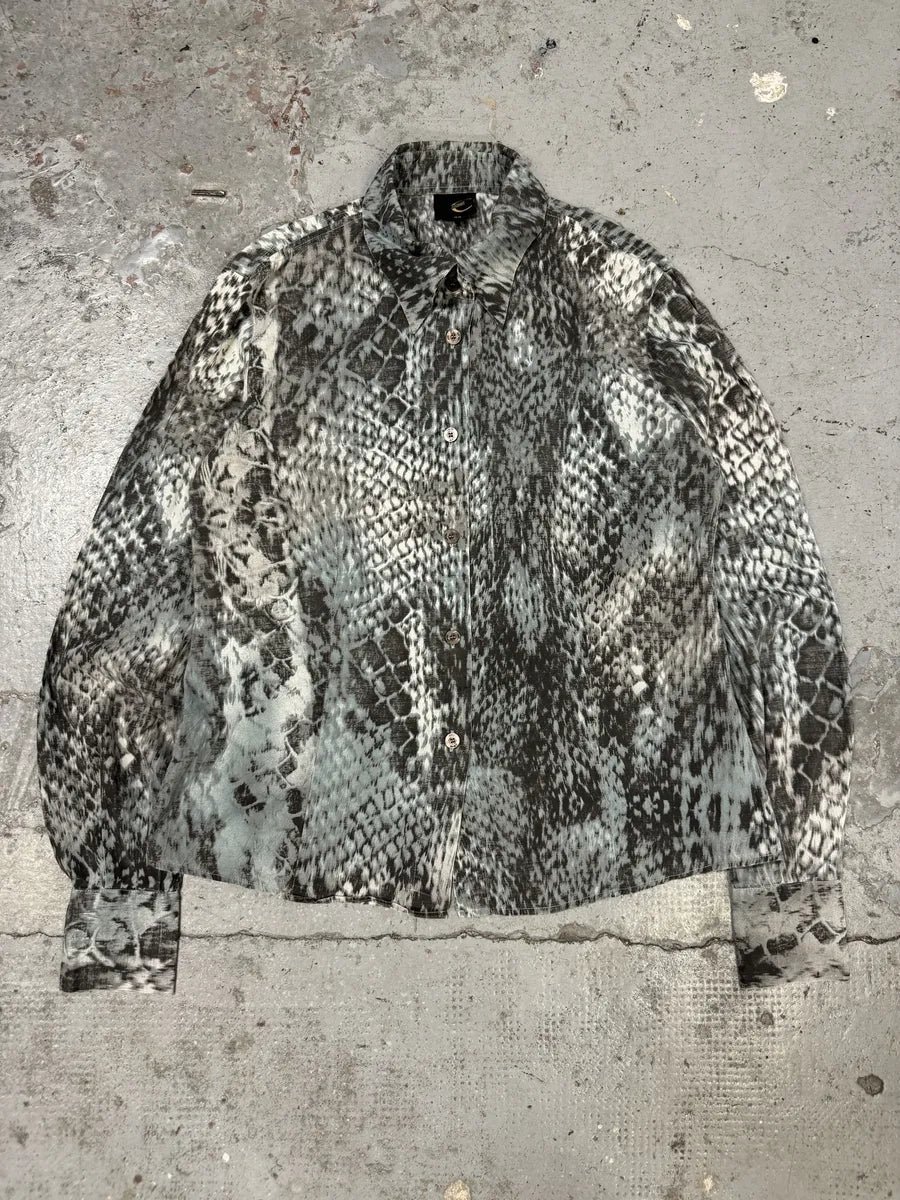 2000s Cavalli Python Snake Blue Shirt zHGcqaA 4