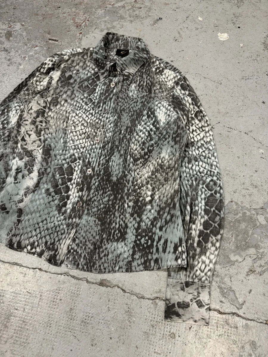 2000s Cavalli Python Snake Blue Shirt zHGcqaA 7