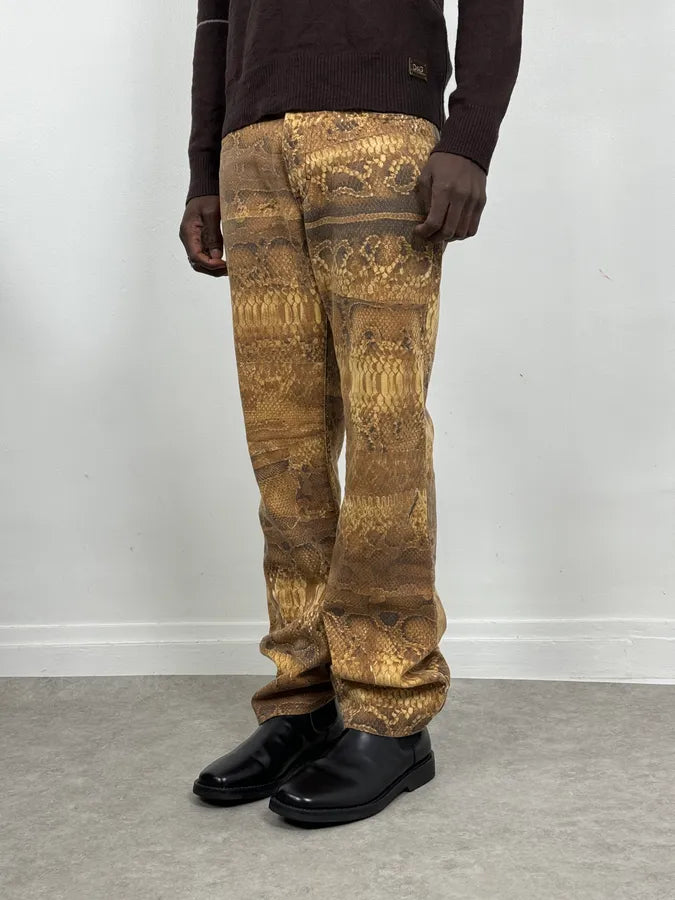 2000s Cavalli Python Snake Brown Pants NjgeSbQ 1