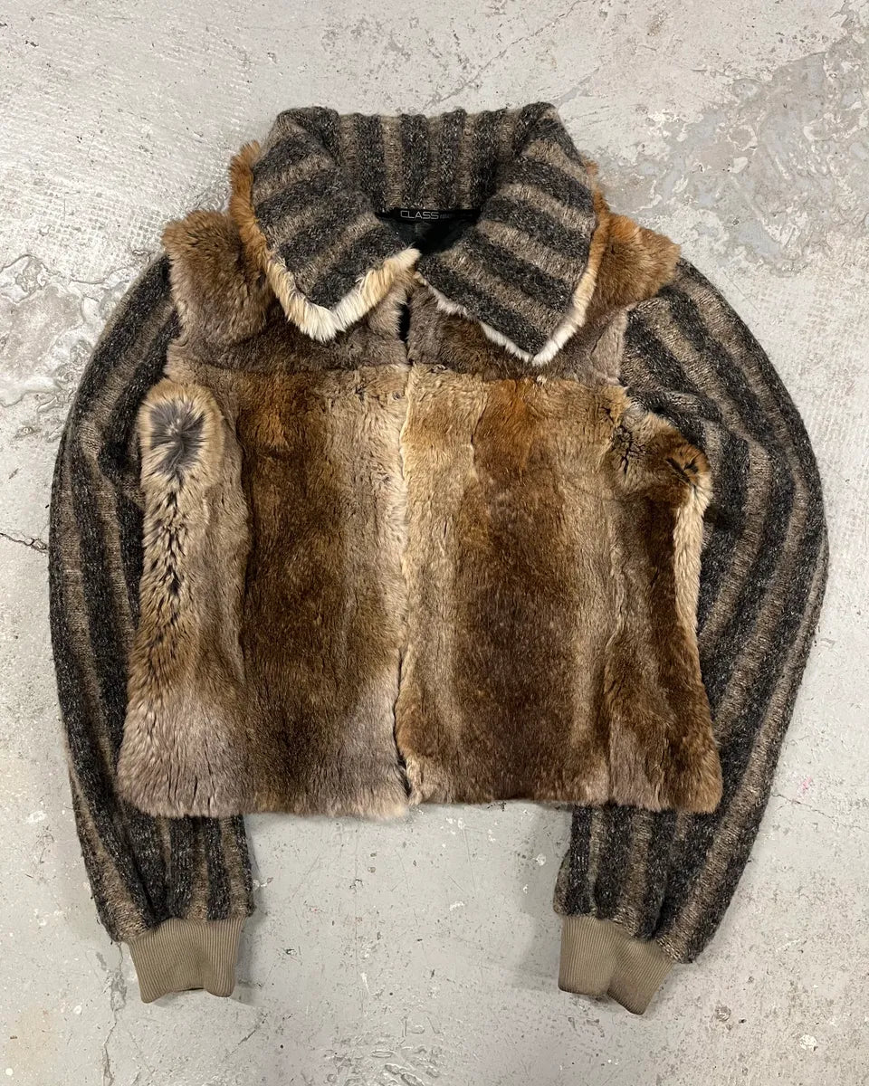 2000s Cavalli Raccoon Fur Sweater Jacket (M) 0