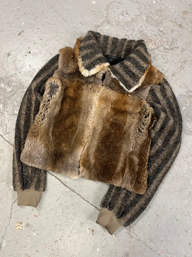 2000s Cavalli Raccoon Fur Sweater Jacket (M) 1