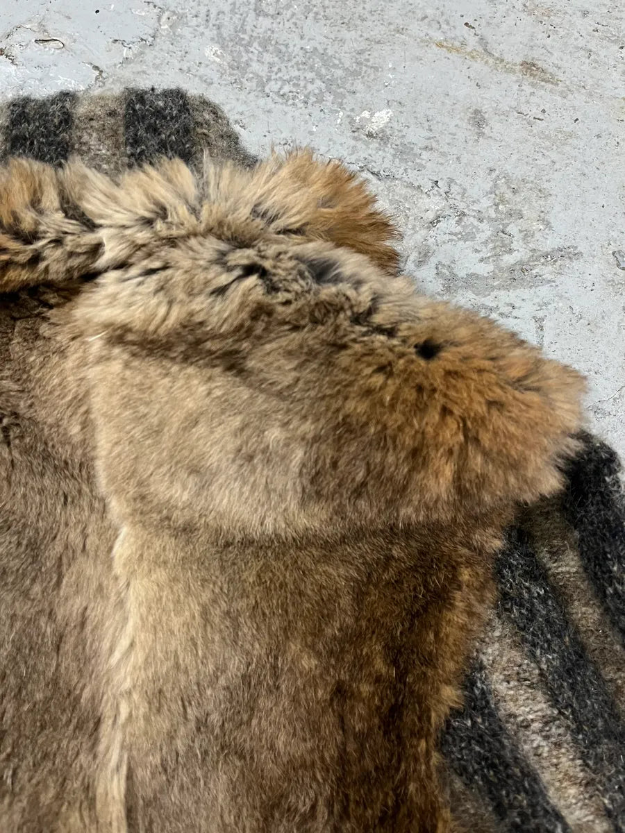 2000s Cavalli Raccoon Fur Sweater Jacket (M) 5