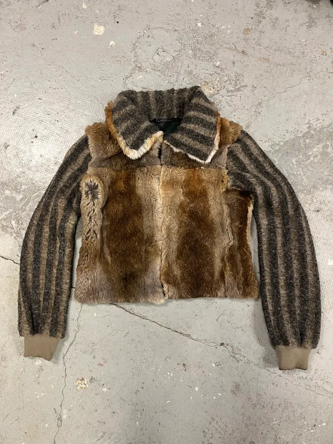 2000s Cavalli Raccoon Fur Sweater Jacket (M) 6