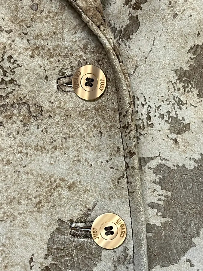 2000s Cavalli Raw Beige Leather Suit Jacket qNxvYXd 8