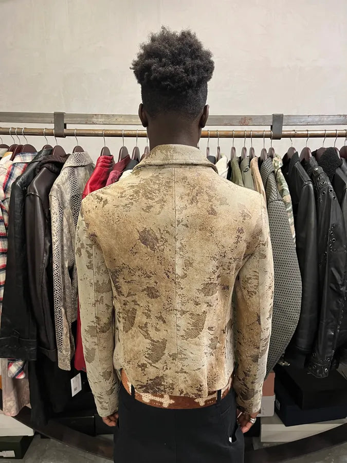 2000s Cavalli Raw Beige Leather Suit Jacket qNxvYXd 2