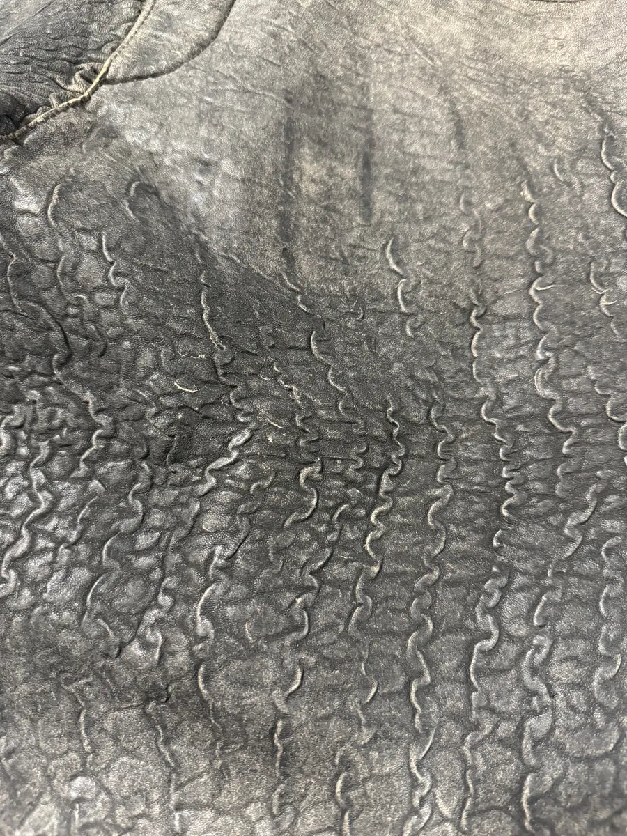 2000s Cavalli Raw Grey Leather Pants (M) 6