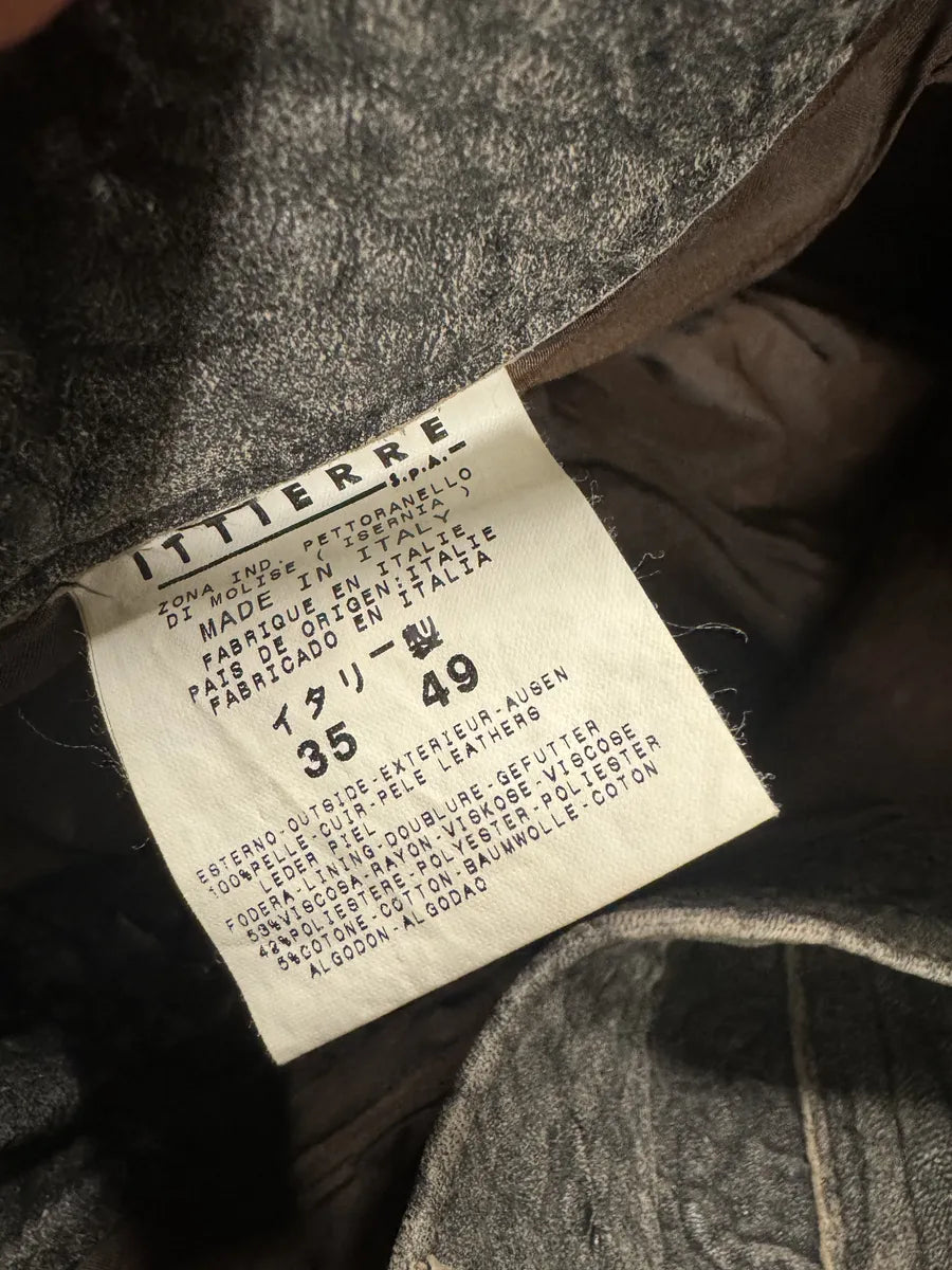 2000s Cavalli Raw Grey Leather Pants (M) 7