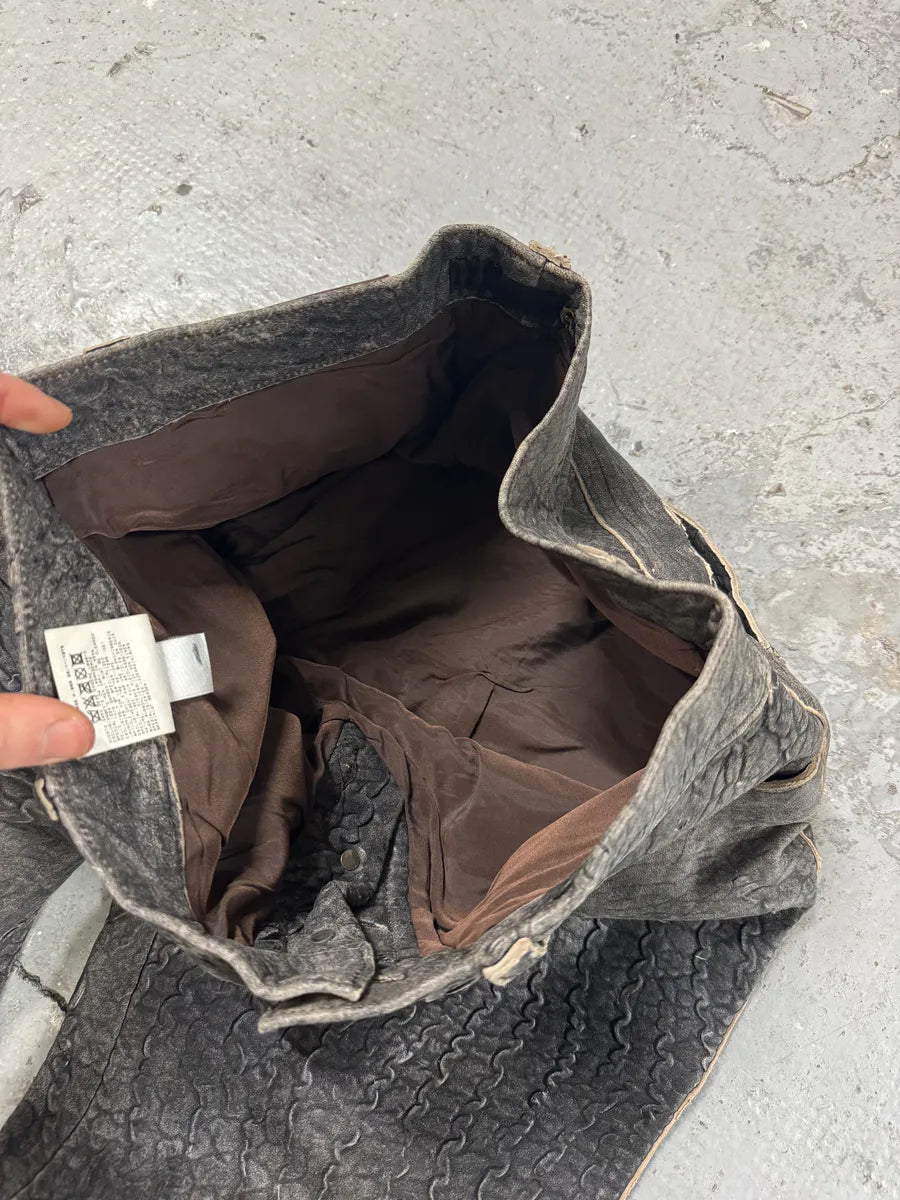 2000s Cavalli Raw Grey Leather Pants (M) 9