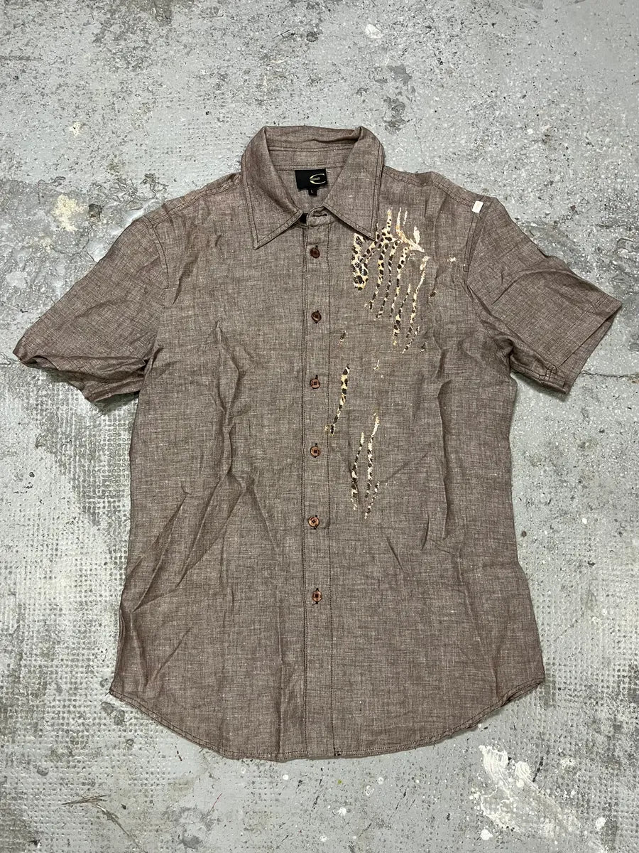 2000s Cavalli Raw Grey Leopard Scars Shirt (S/M) qbmHTvY 0