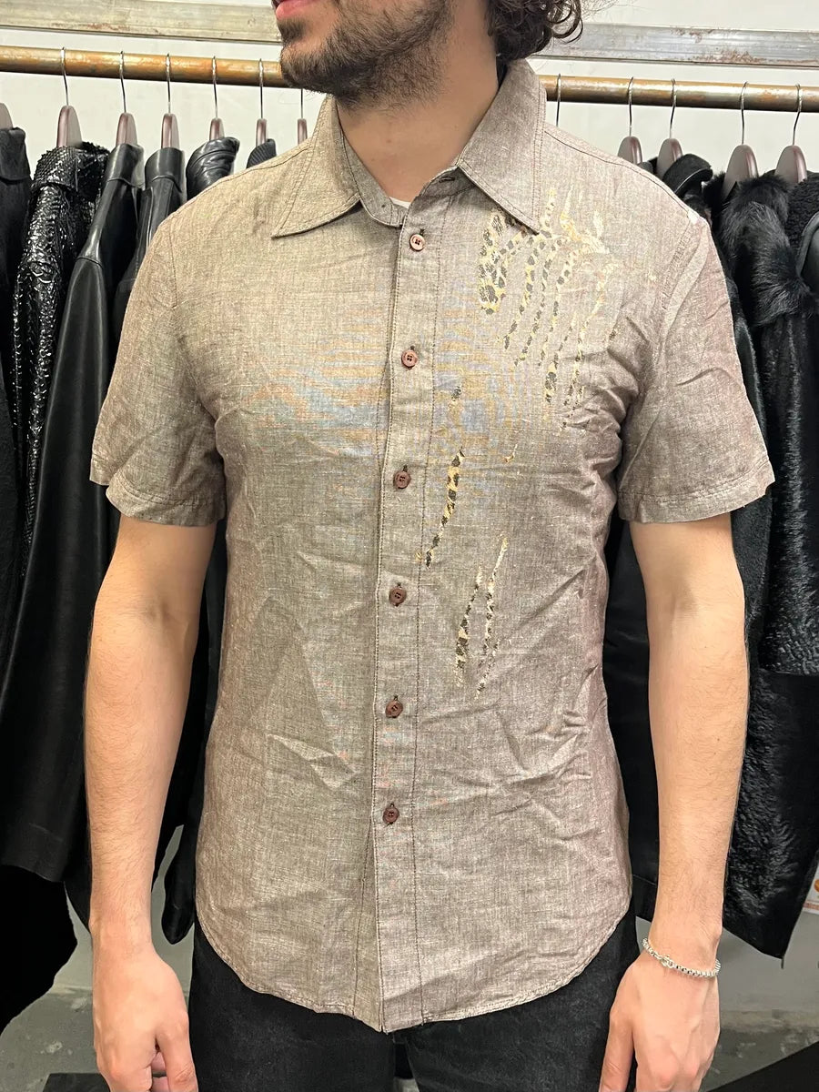 2000s Cavalli Raw Grey Leopard Scars Shirt (S/M) qbmHTvY 1