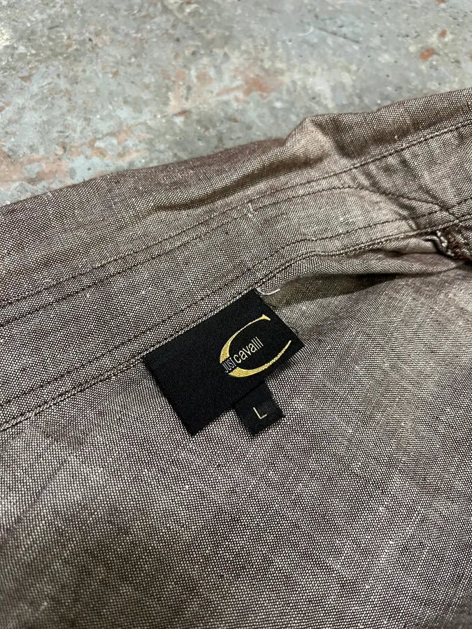 2000s Cavalli Raw Grey Leopard Scars Shirt (S/M) qbmHTvY 8