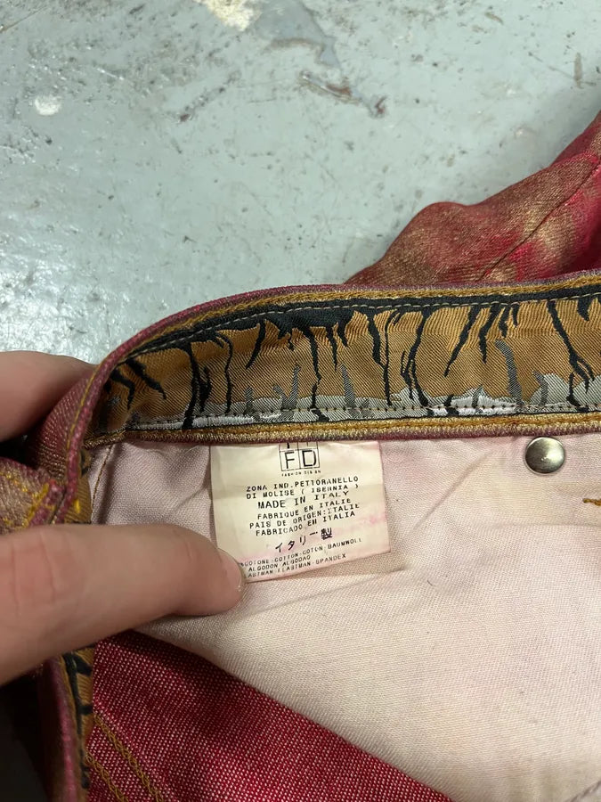 2000s Cavalli Red & Gold Pants CWAUdLr 11