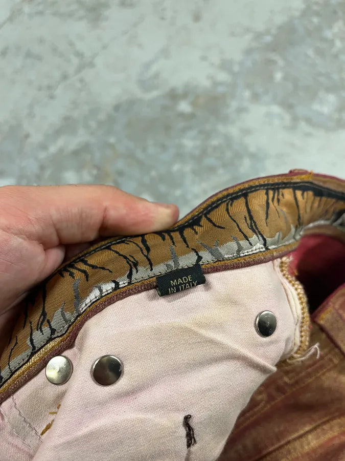 2000s Cavalli Red & Gold Pants CWAUdLr 12