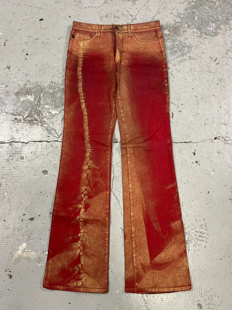 2000s Cavalli Red & Gold Pants CWAUdLr 2