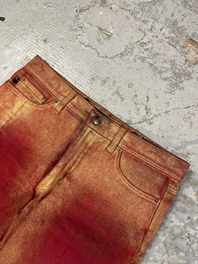 2000s Cavalli Red & Gold Pants CWAUdLr 5