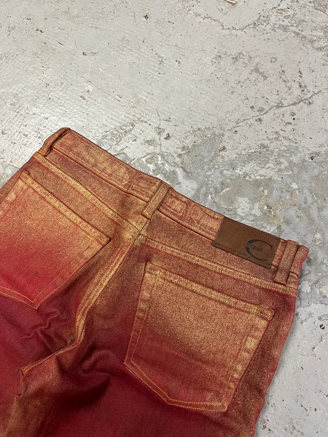 2000s Cavalli Red & Gold Pants CWAUdLr 7
