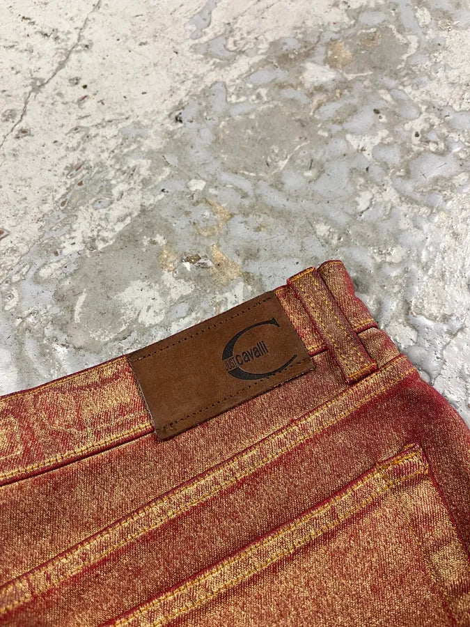 2000s Cavalli Red & Gold Pants CWAUdLr 8