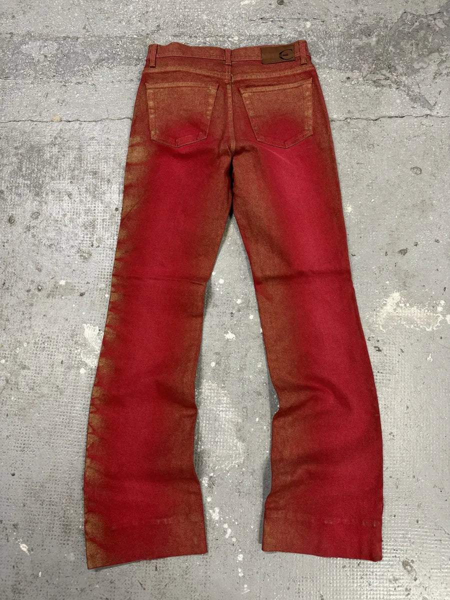 2000s Cavalli Red Distressed Faded Electric Pants HkRtZtM 1