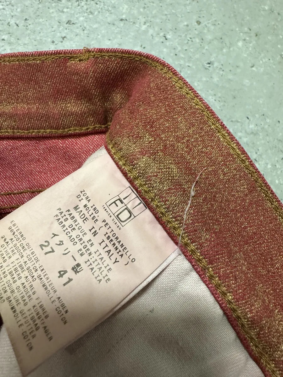 2000s Cavalli Red Distressed Faded Electric Pants HkRtZtM 10