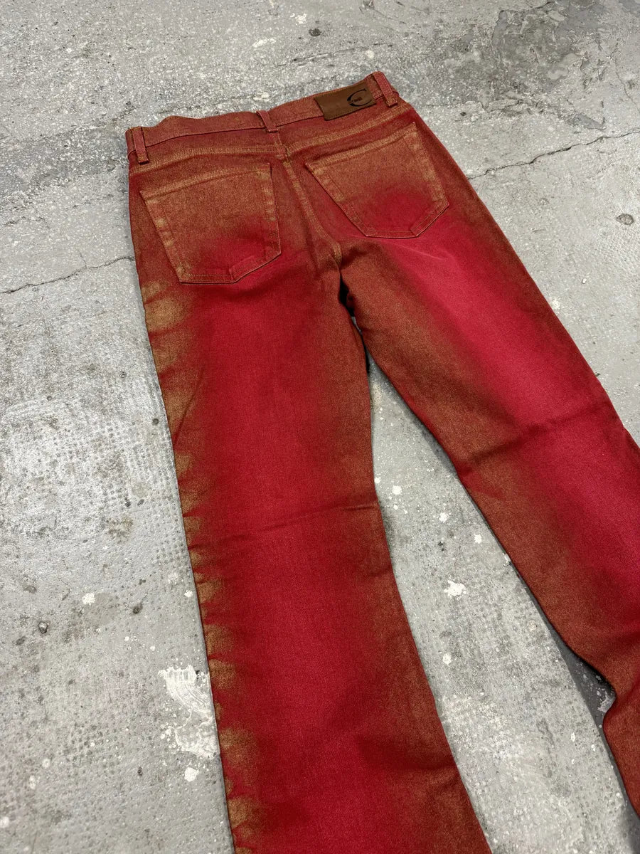 2000s Cavalli Red Distressed Faded Electric Pants HkRtZtM 2