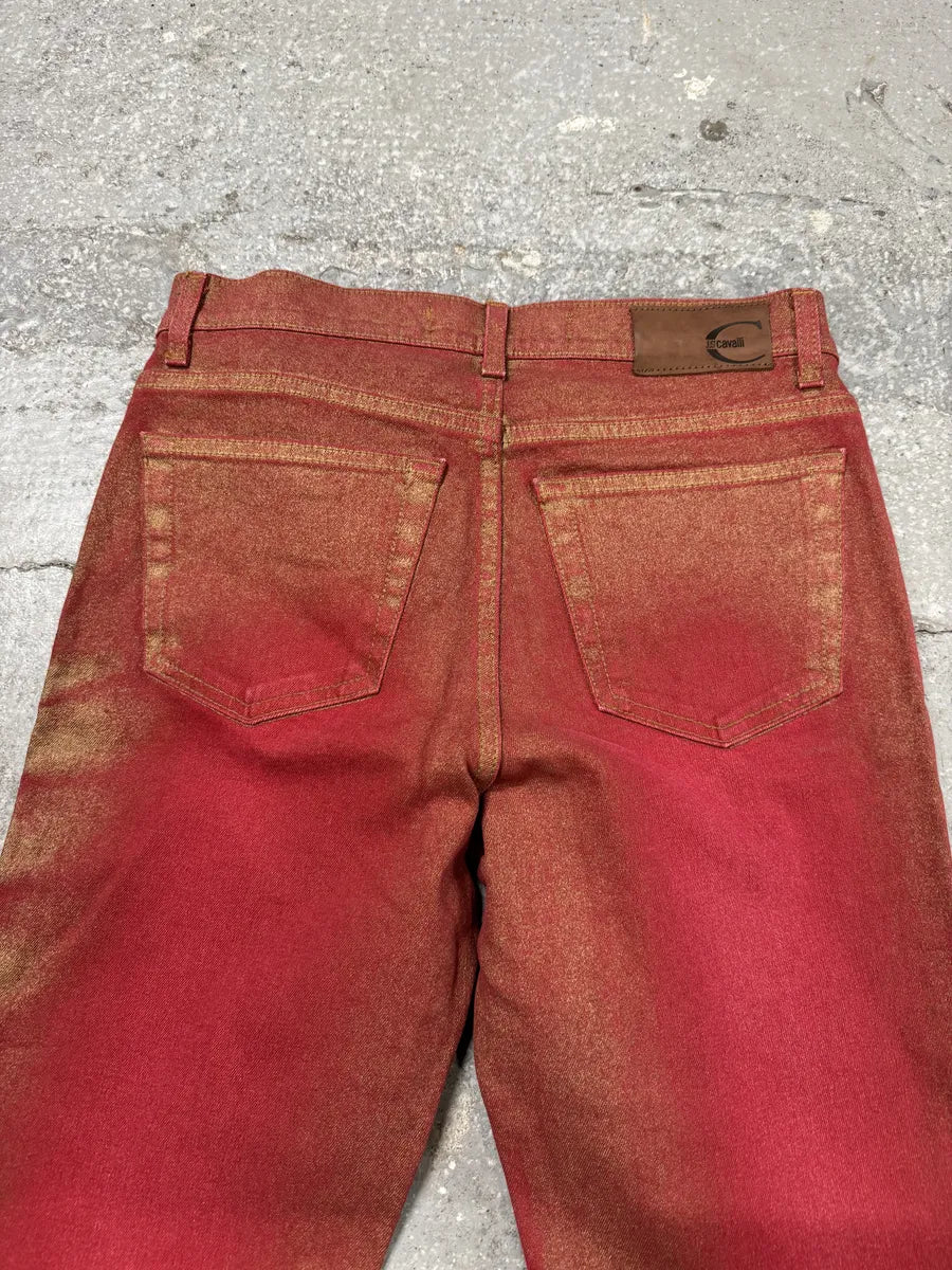 2000s Cavalli Red Distressed Faded Electric Pants HkRtZtM 5
