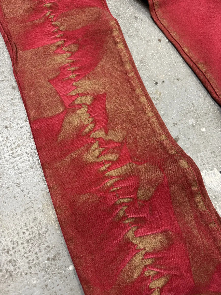 2000s Cavalli Red Distressed Faded Electric Pants HkRtZtM 6