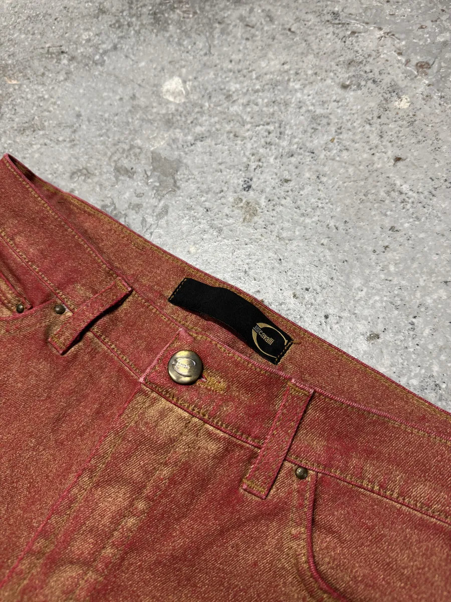 2000s Cavalli Red Distressed Faded Electric Pants HkRtZtM 7