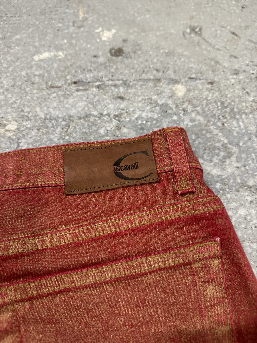 2000s Cavalli Red Distressed Faded Electric Pants HkRtZtM 9