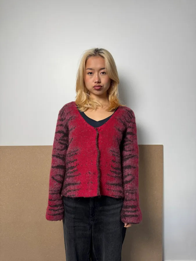 2000s Cavalli Red Evil Zebra Cardigan zOHIlgO 1