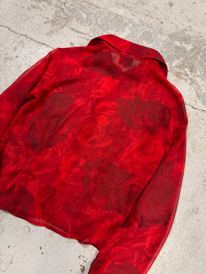 2000s Cavalli Red Flowers Shirt AOVOIxz 2