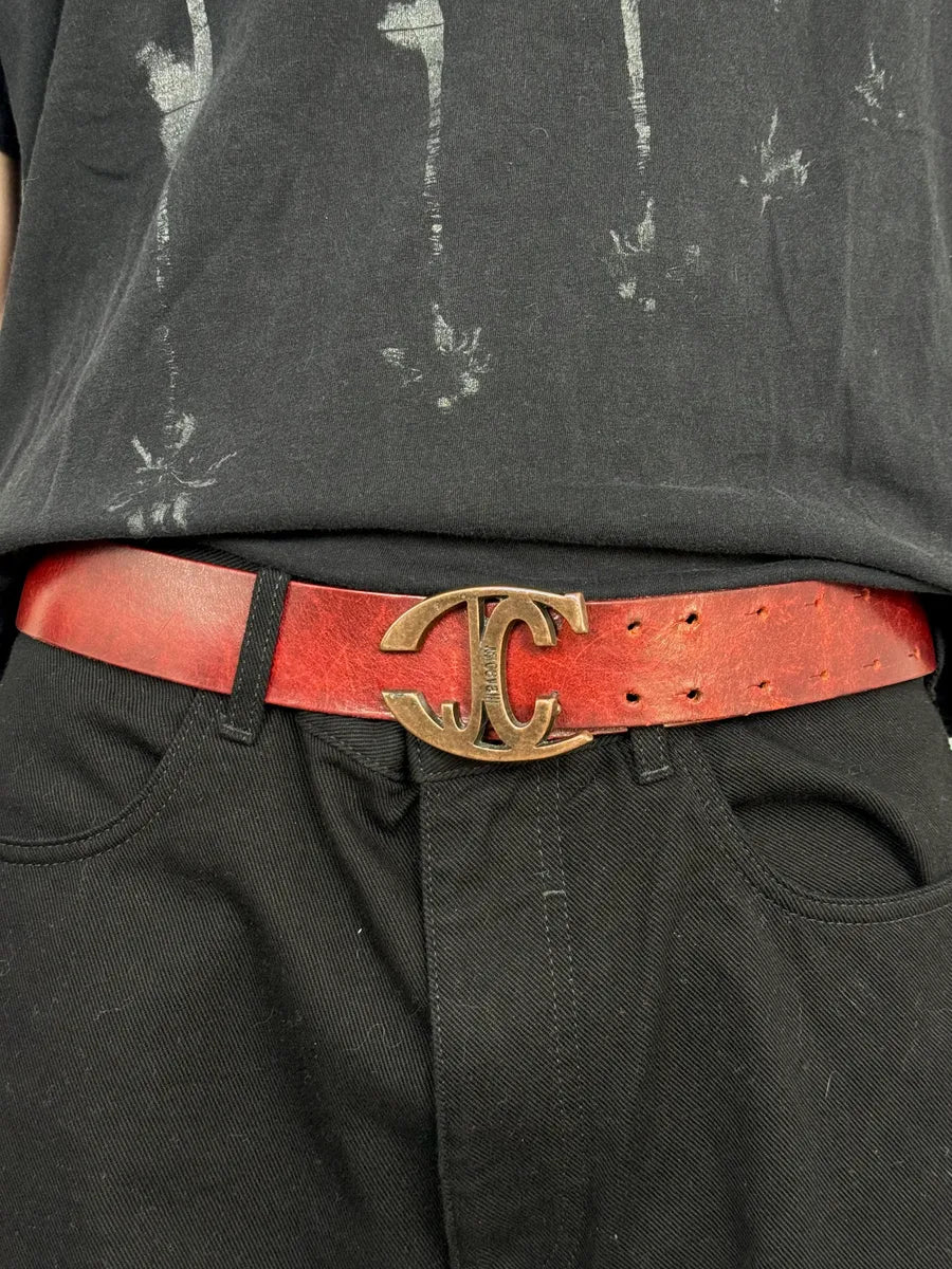 2000s Cavalli Red Leather Belt bYfkkPz 0