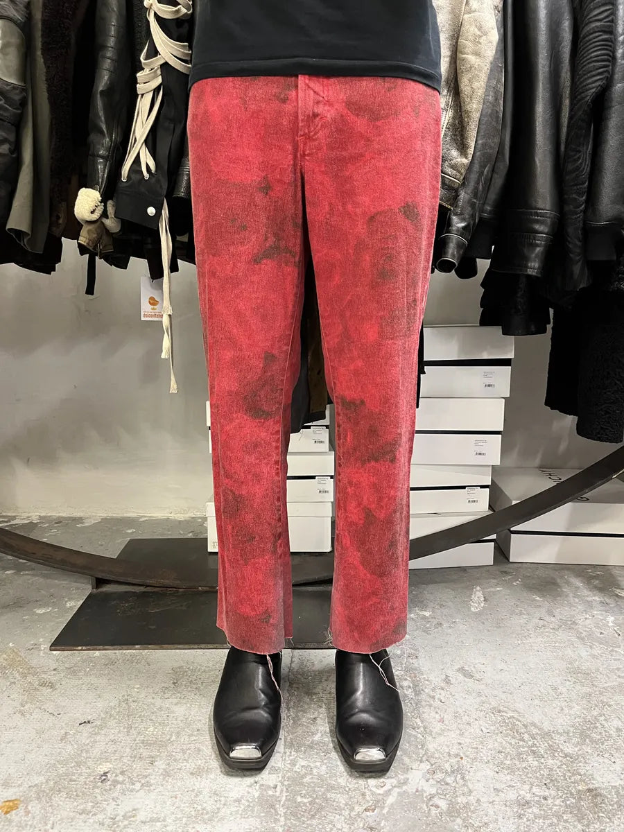 2000s Cavalli Red Roses Flowers Eroded Pants vzjNUgw 2