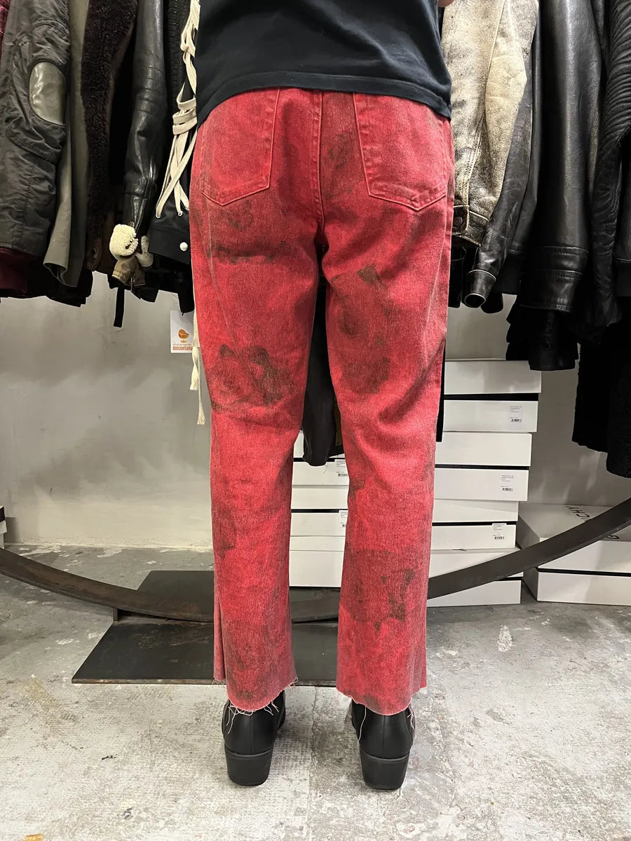 2000s Cavalli Red Roses Flowers Eroded Pants vzjNUgw 4