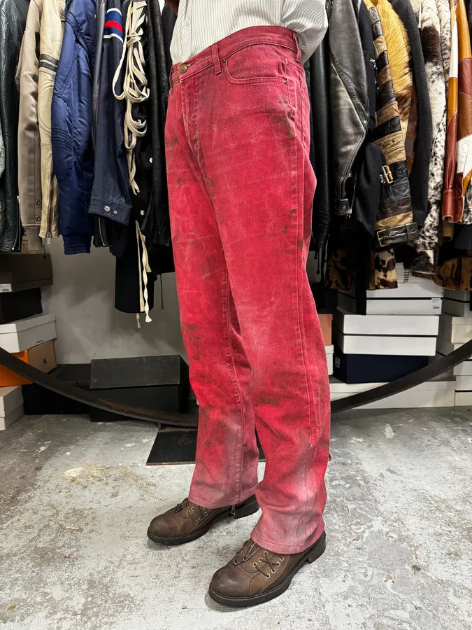 2000s Cavalli Red Royal Flowers Pants iKIzFgH 1