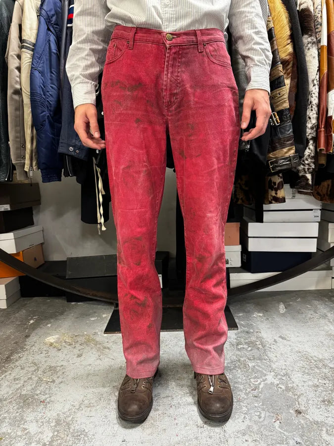 2000s Cavalli Red Royal Flowers Pants iKIzFgH 2