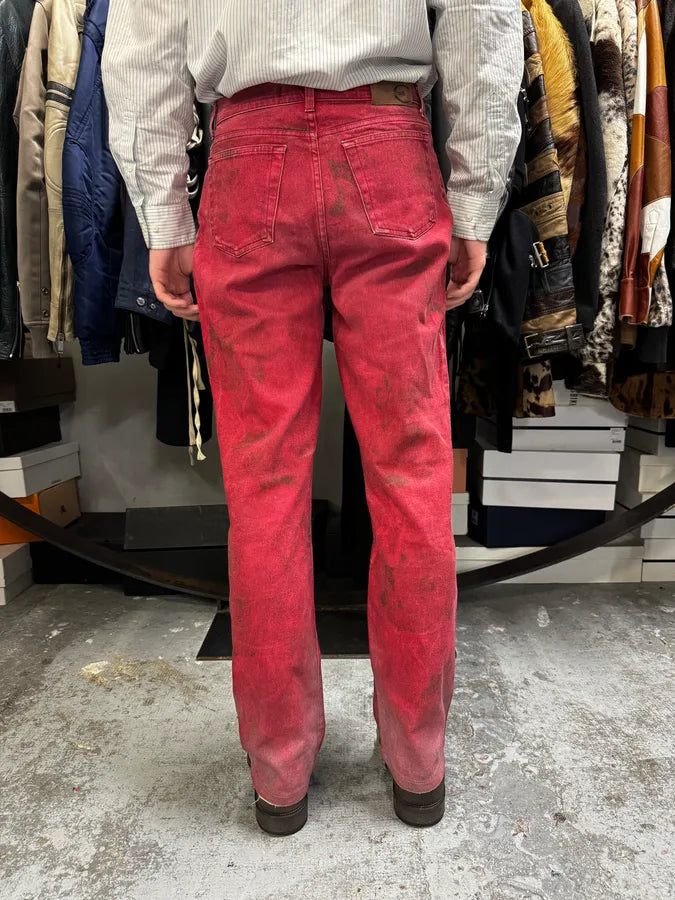 2000s Cavalli Red Royal Flowers Pants iKIzFgH 3