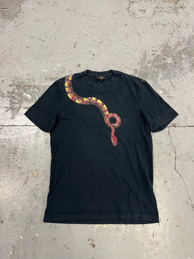 2000s Cavalli Red Snake Black T-Shirt kvhetsS 0