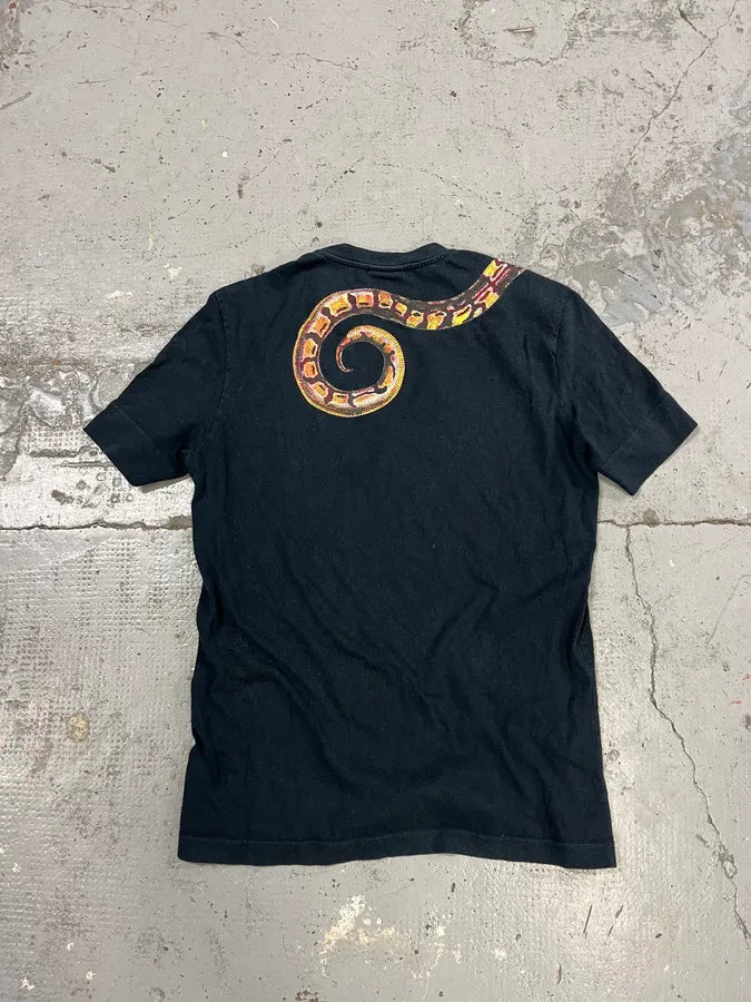 2000s Cavalli Red Snake Black T-Shirt kvhetsS 6