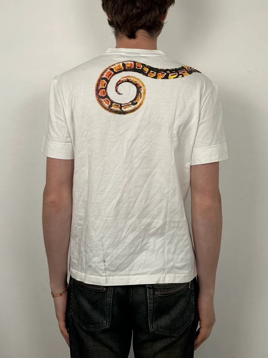 2000s Cavalli Red Snake White T-Shirt mYCrgno 2