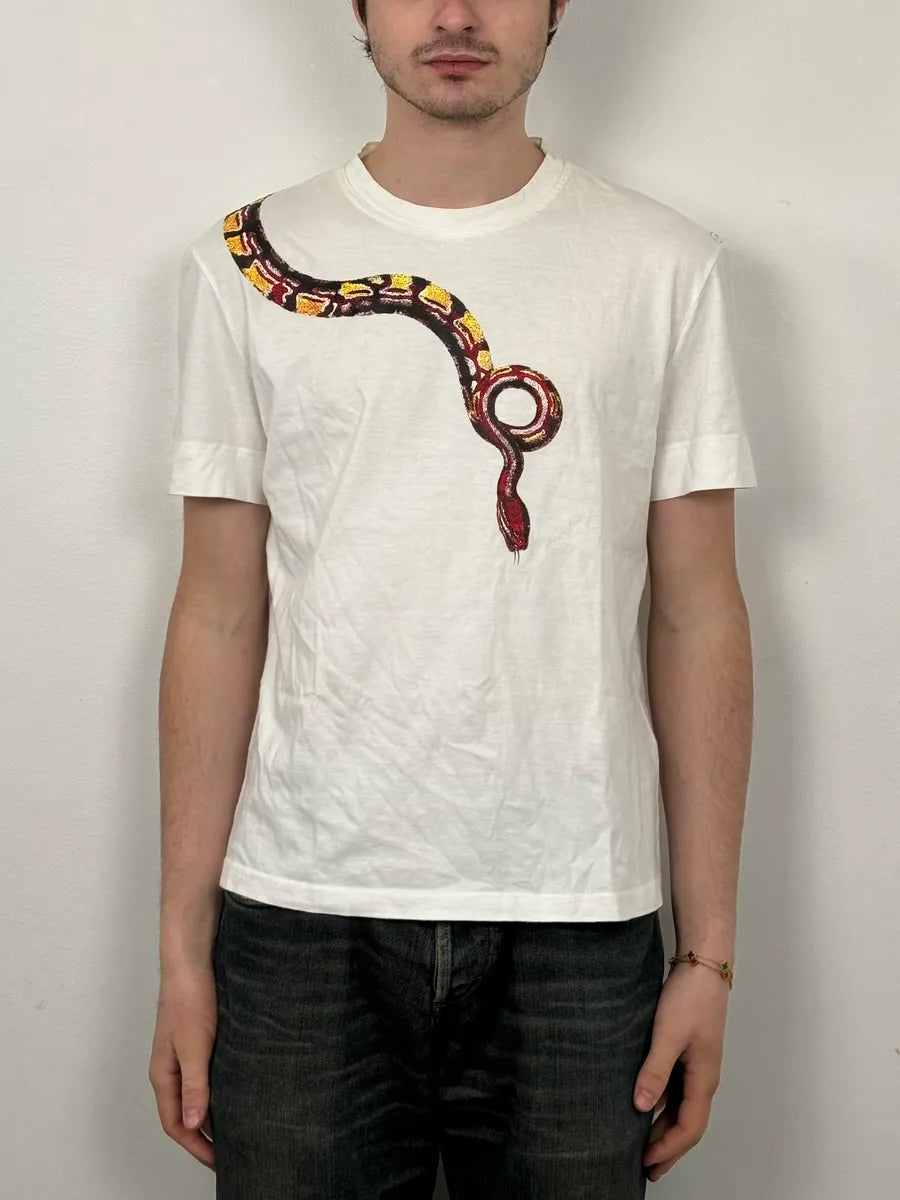 2000s Cavalli Red Snake White T-Shirt mYCrgno 1