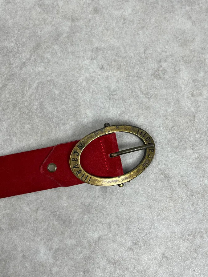 2000s Cavalli Red Suede Leather Premium Belt aCsrOEA 5