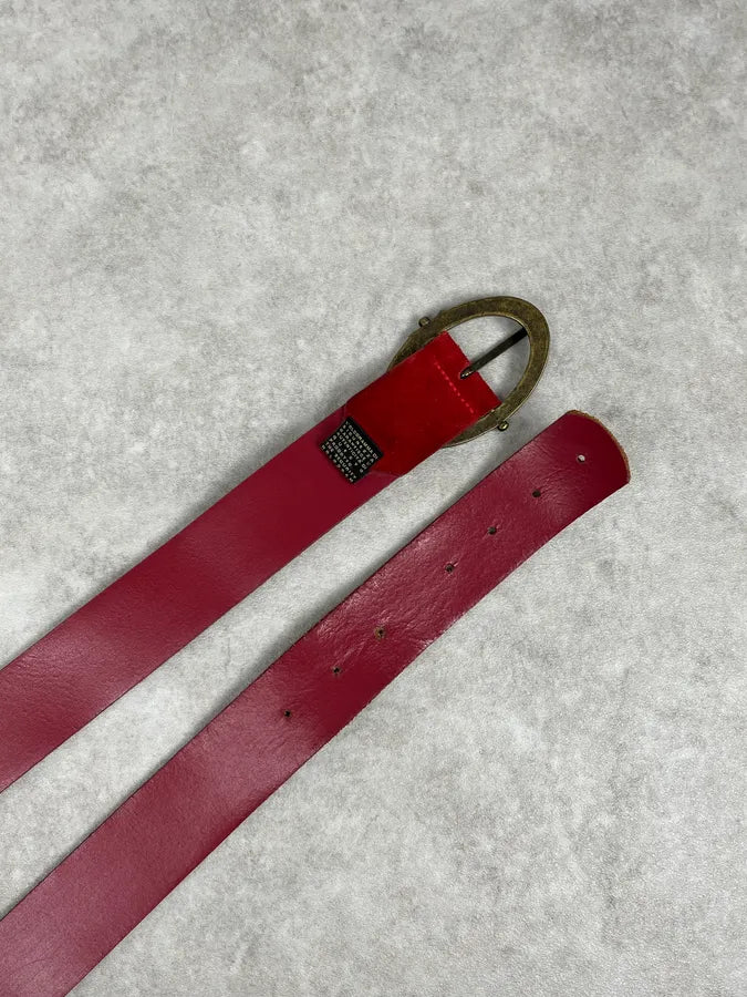 2000s Cavalli Red Suede Leather Premium Belt aCsrOEA 4