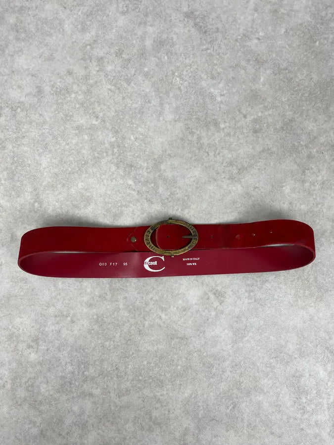 2000s Cavalli Red Suede Leather Premium Belt aCsrOEA 2