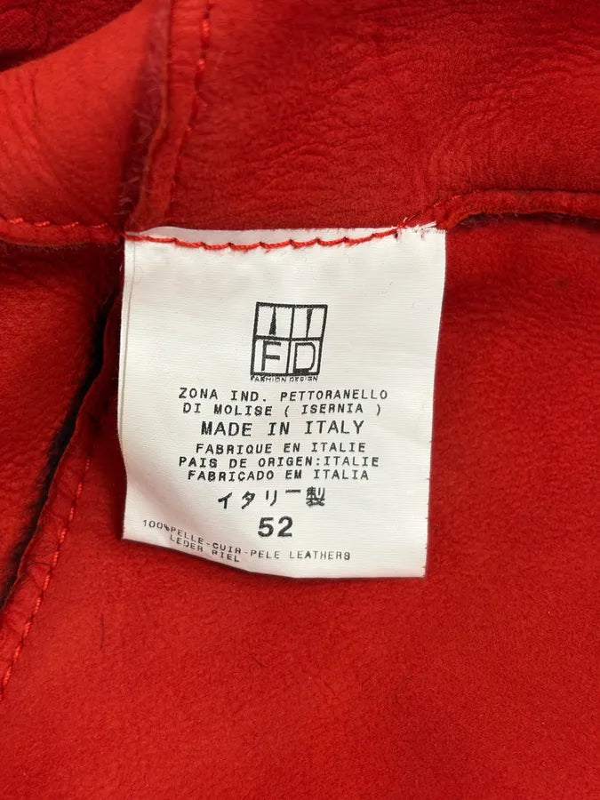 2000s Cavalli Red & Black Abstract Fur Blazer Jacket roligFe 11