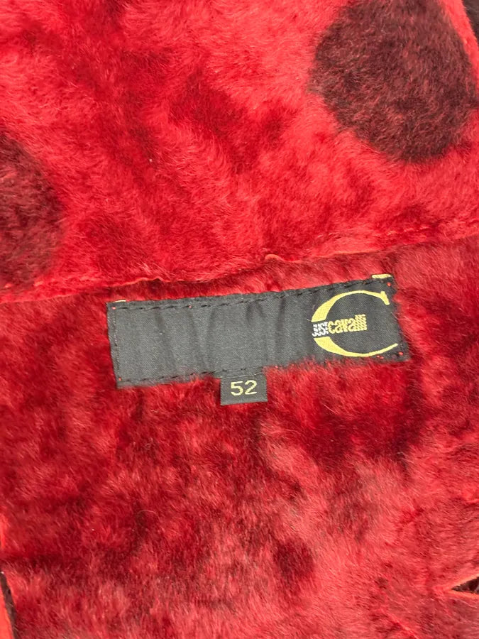 2000s Cavalli Red & Black Abstract Fur Blazer Jacket roligFe 10