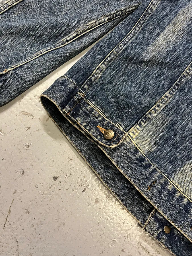 2000s Cavalli Rock Studded Faded Blue Denim Jacket SxiQOrt 8