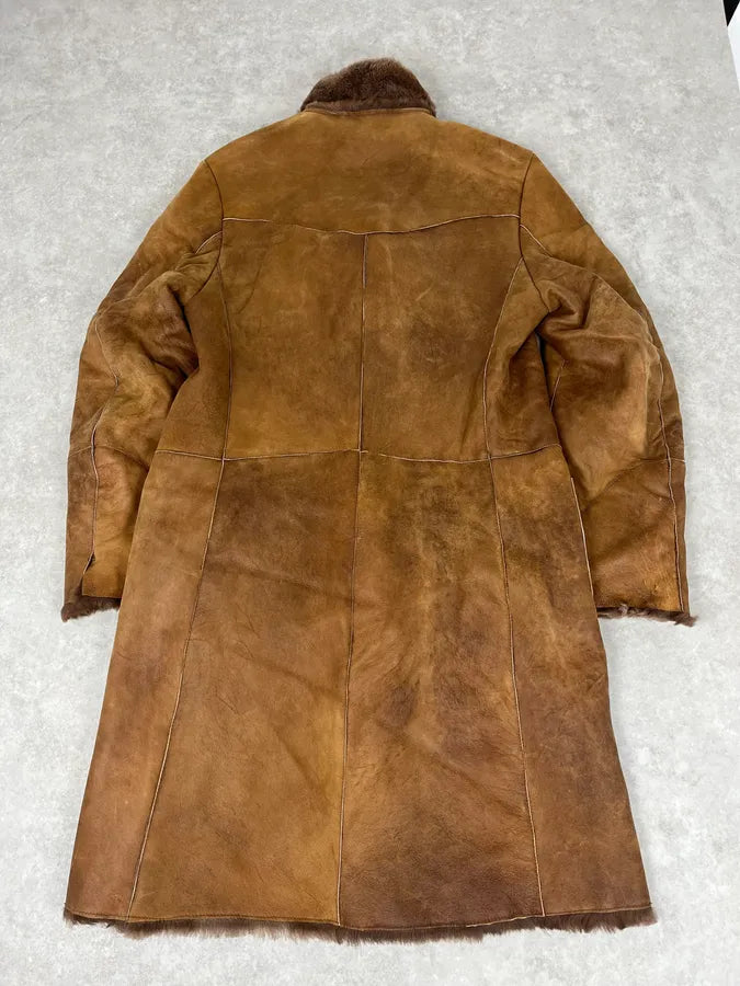 AW2005 Cavalli Royal Brown Shearling Long Jacket frhHEnP 5