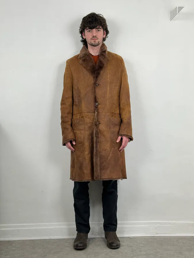 AW2005 Cavalli Royal Brown Shearling Long Jacket frhHEnP 1