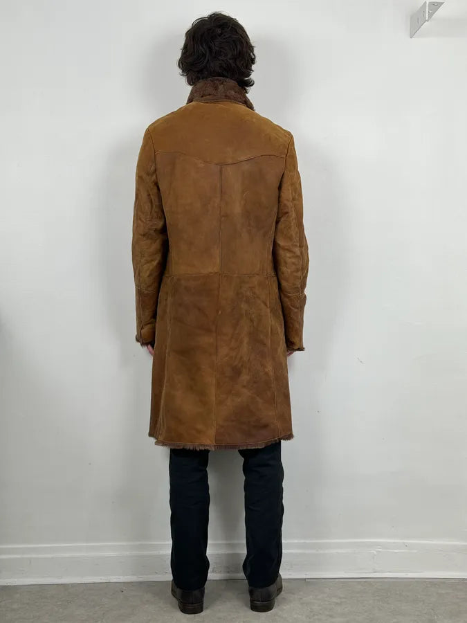 AW2005 Cavalli Royal Brown Shearling Long Jacket frhHEnP 2